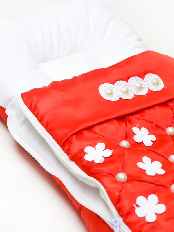 2Pcs Newborn Baby Quilted Sleeping Bag Flowers Red