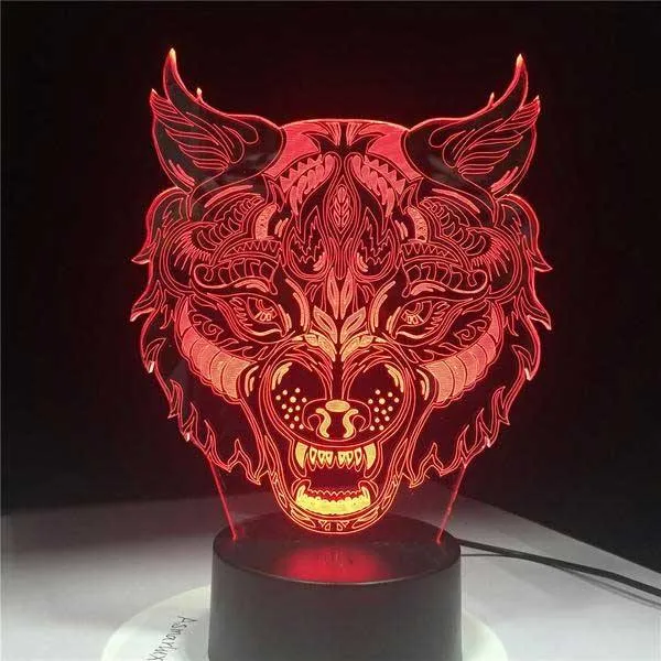 3D Holographic Wolf King Lamp