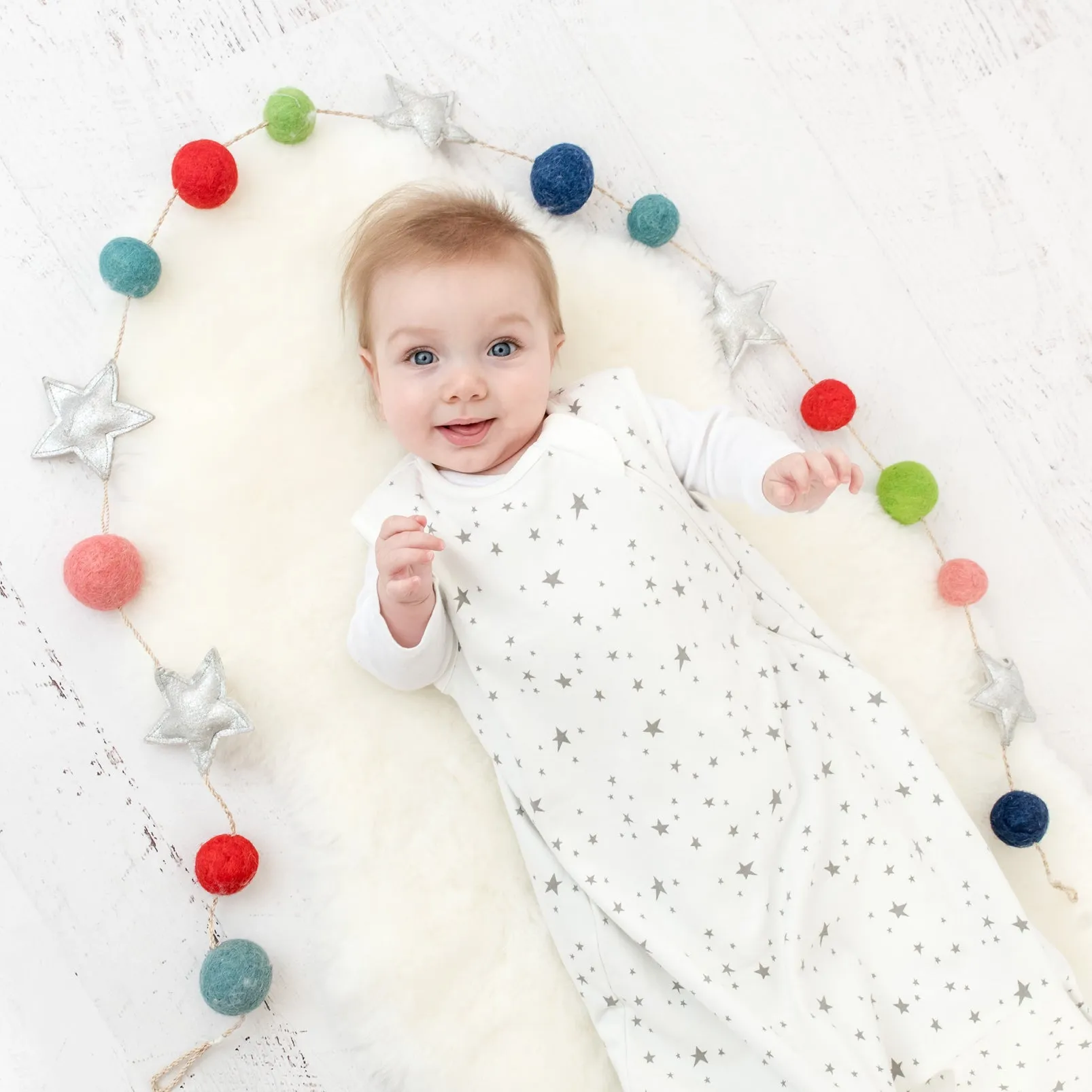 4 Season® Basic Baby Sleeping Bag, Merino Wool & Organic Cotton, Star White