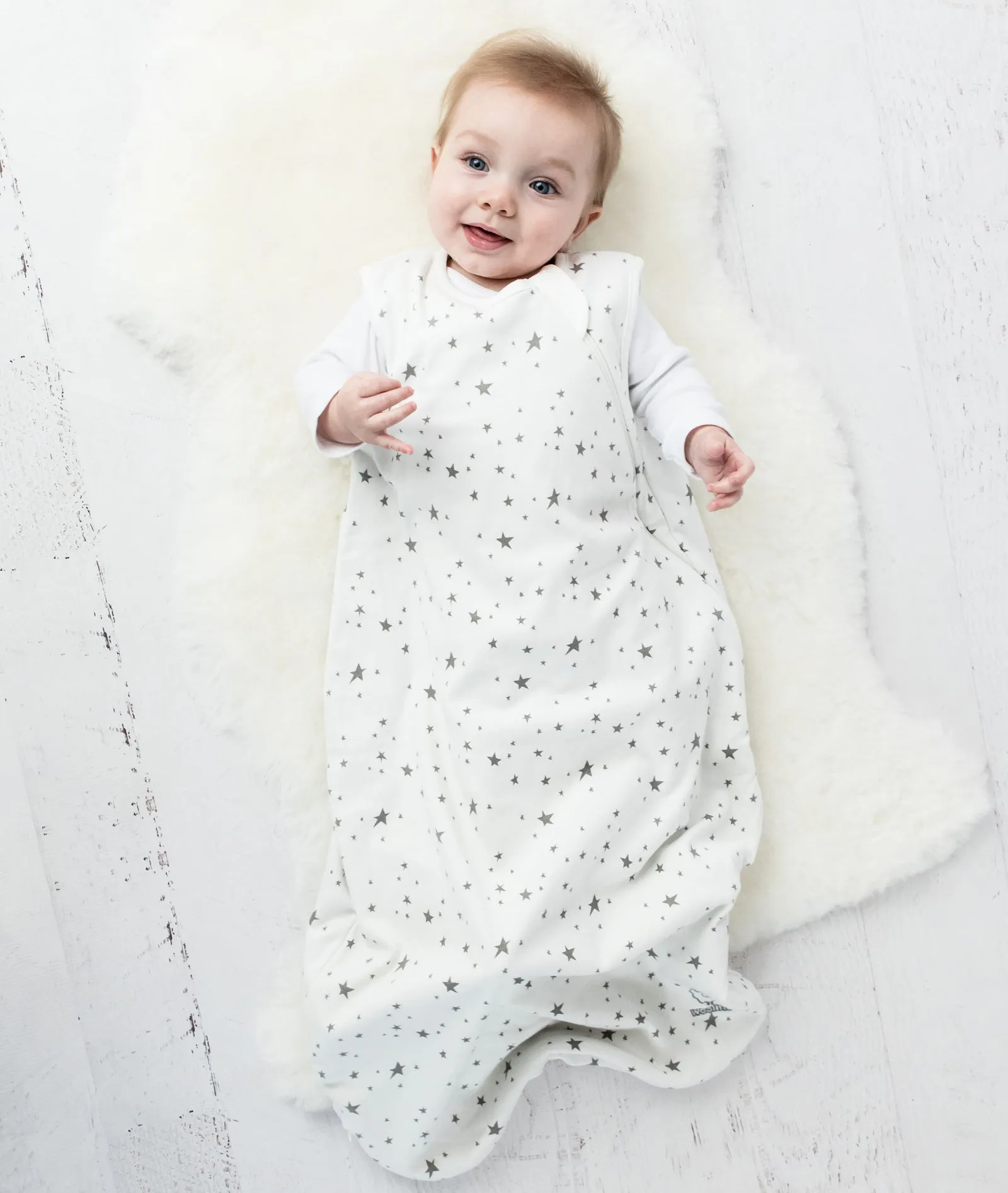 4 Season® Basic Baby Sleeping Bag, Merino Wool & Organic Cotton, Star White