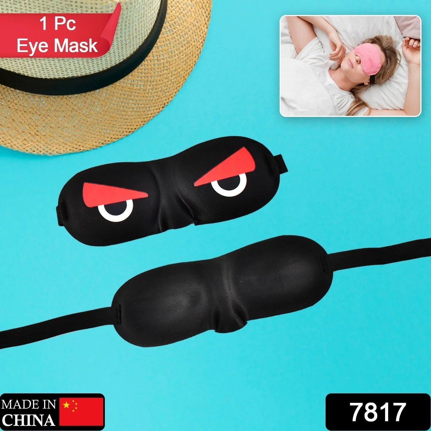 7360  Blind Sleeping Eye Mask Slip Night Sleep Eye black 3D Cotton Cover Super Soft & Smooth Travel Masks for Men Women Girls Boys Kids