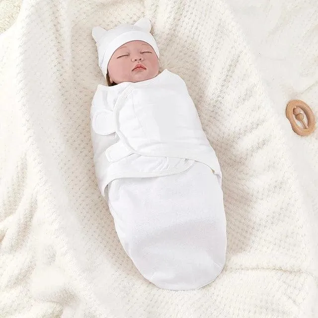 Adjustable Cotton Newborn Sleeping Bag Set - Cozy Baby Swaddle Wrap with Hat | Anti-Kick Warm Soft Blanket for Infants