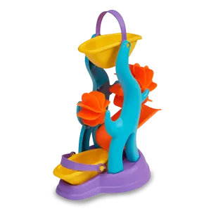 AMERICAN PLASTIC Sand Spinner Tower: This sand and water wheel features a top funnel, two different shaped wheels that spin in opposite directions - AMERICAN-2510