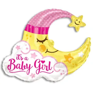 Baby Girl Jumbo Moon Balloon