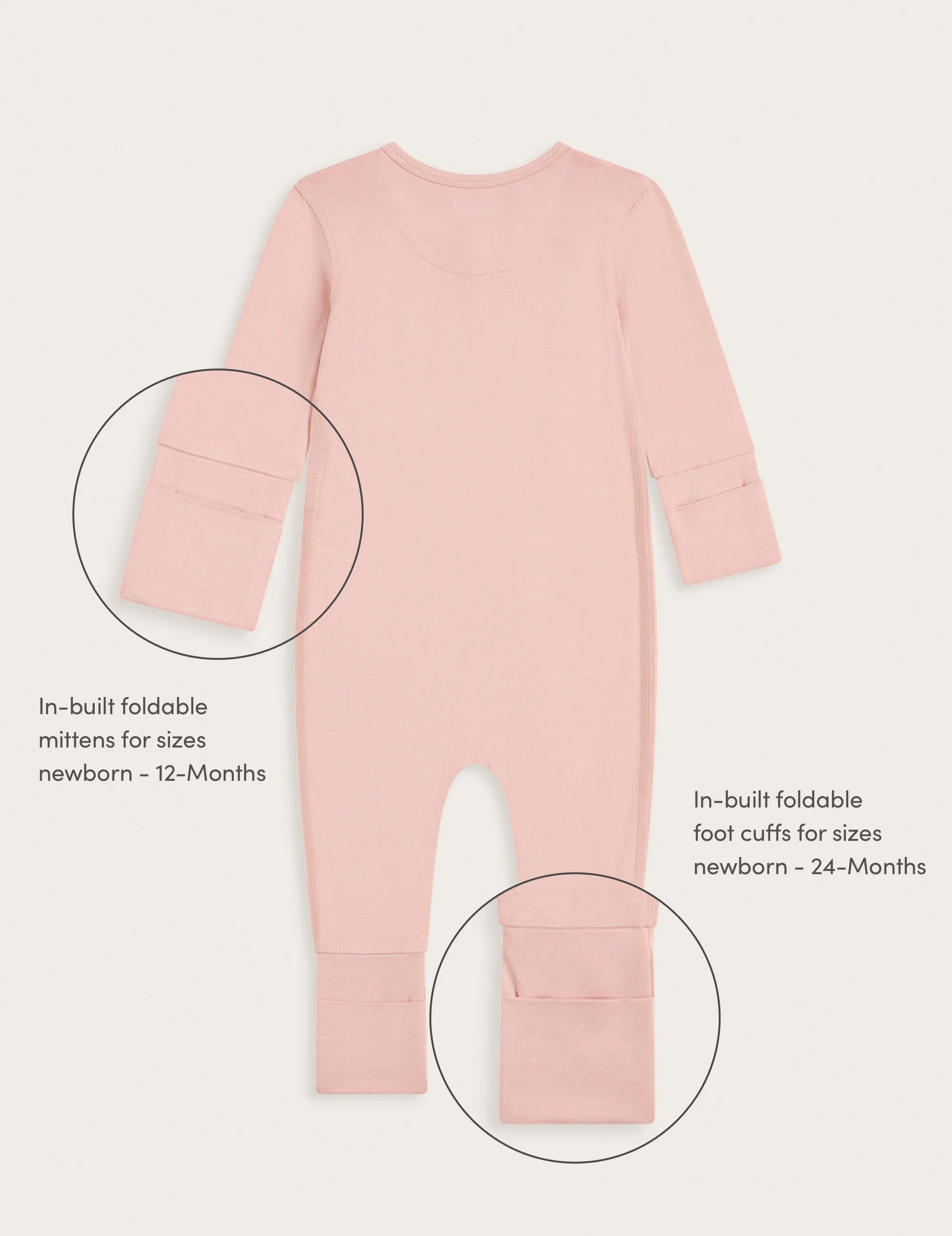 Baby Long Sleeve Romper - Dusty Pink