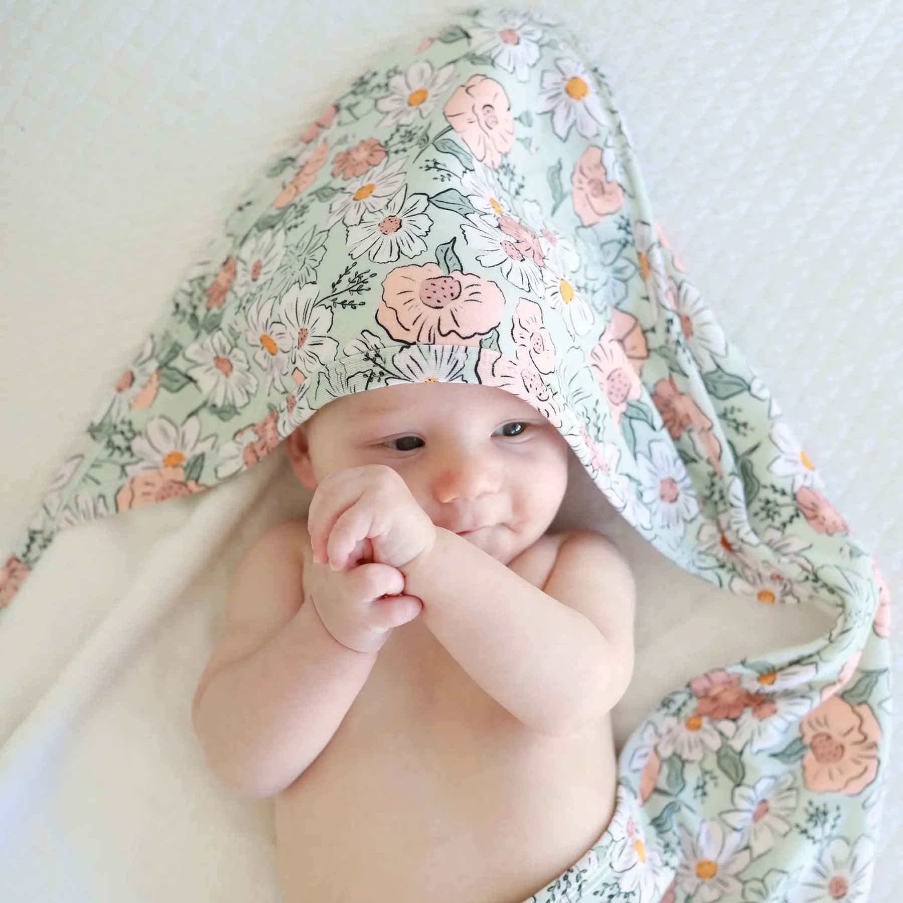 Bamboo Hooded Towel | Peach Poppies