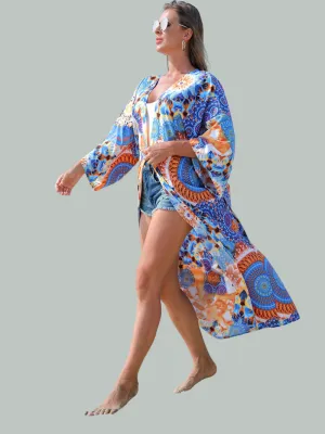 Enlighten Me Women's Blue Polyester Kimono Jacket