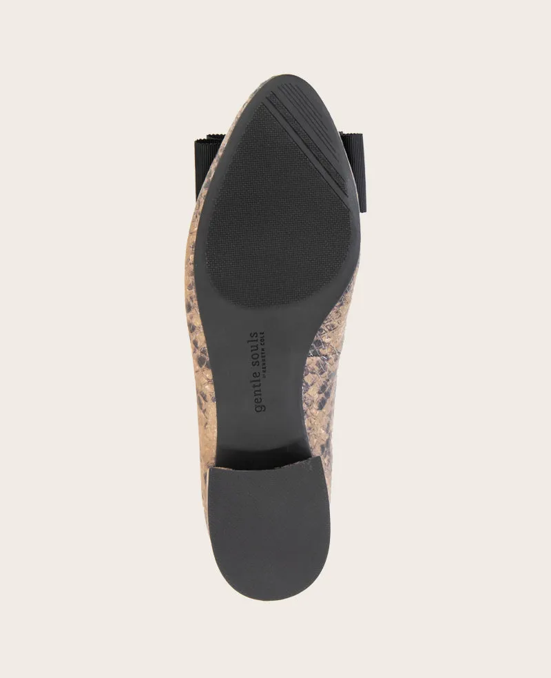 GENTLE SOULS - Atlas Snakeskin Leather Bow Flat