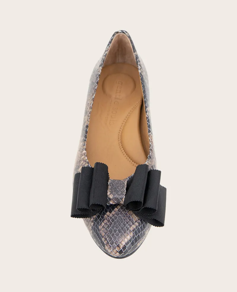 GENTLE SOULS - Atlas Snakeskin Leather Bow Flat