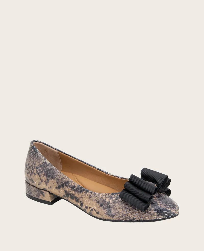 GENTLE SOULS - Atlas Snakeskin Leather Bow Flat