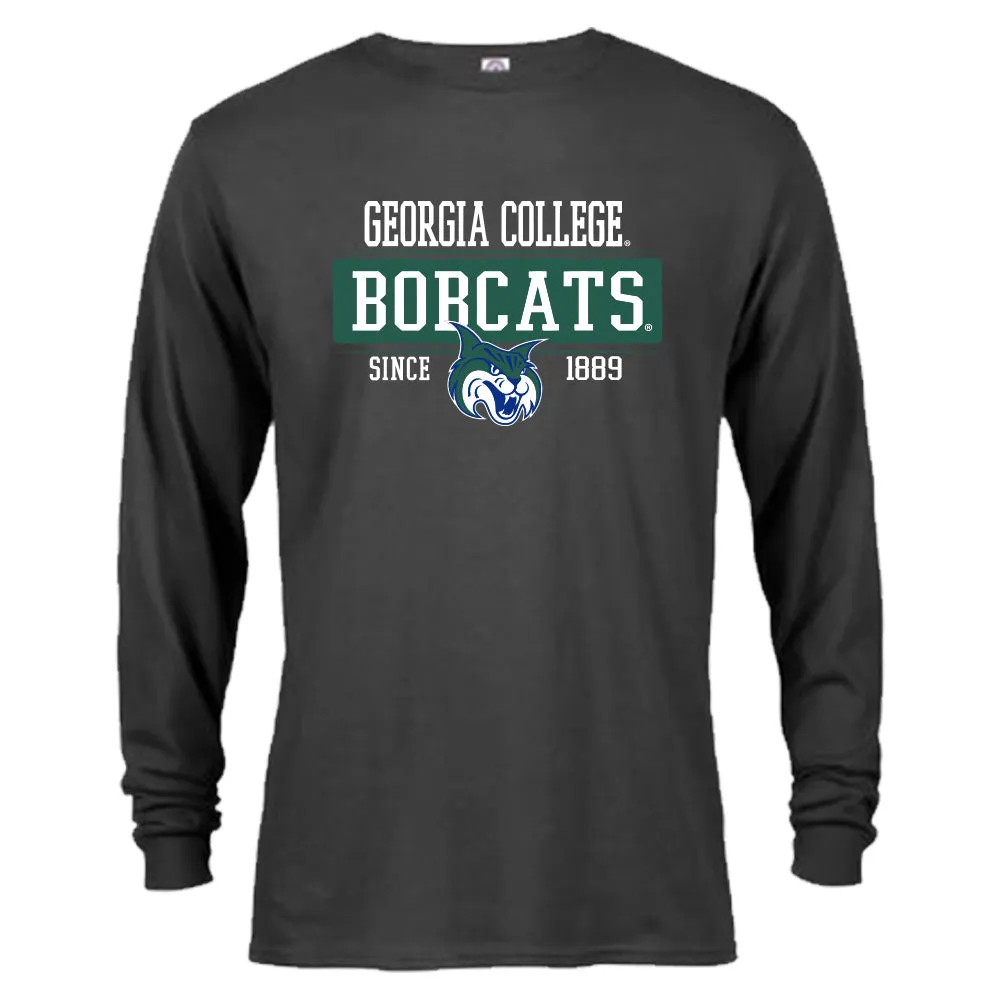 Georgia College GCSU Bobcats  Since 1889 Bar Mascot Logo Long Sleeve T-Shirt