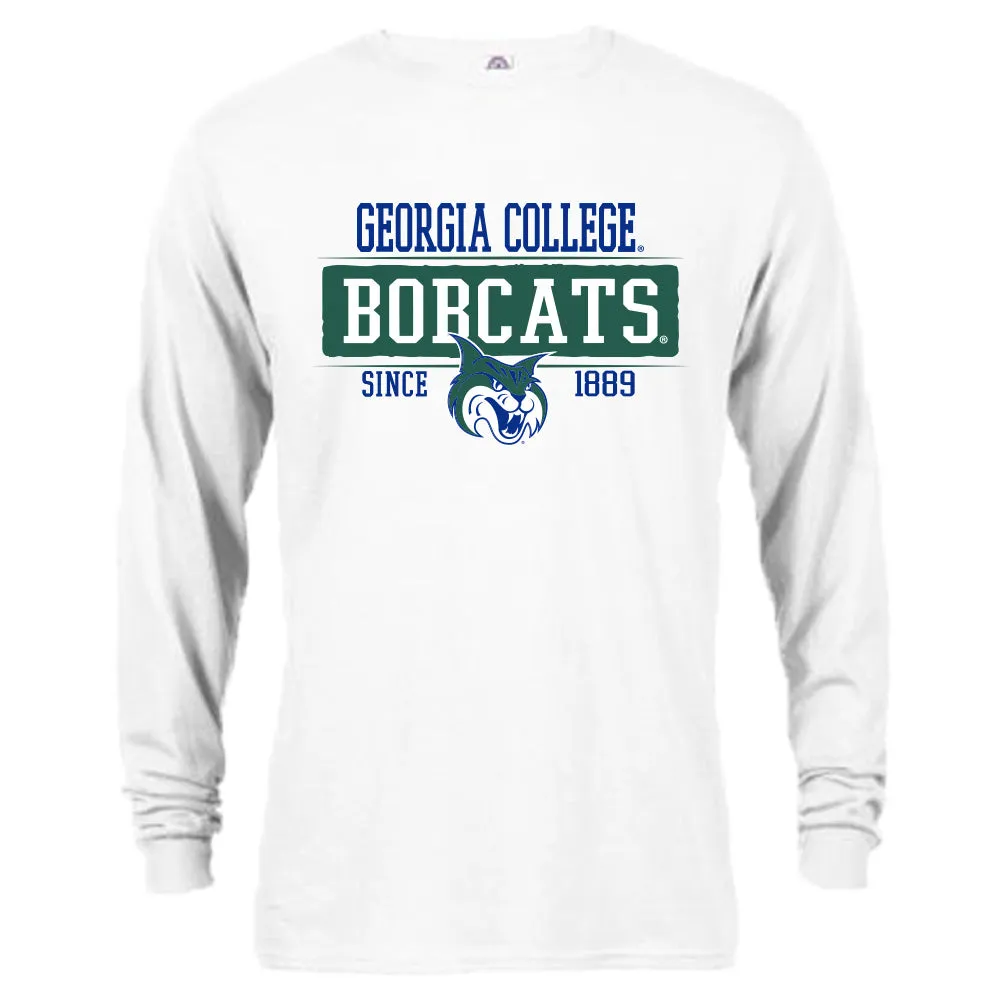 Georgia College GCSU Bobcats  Since 1889 Bar Mascot Logo Long Sleeve T-Shirt