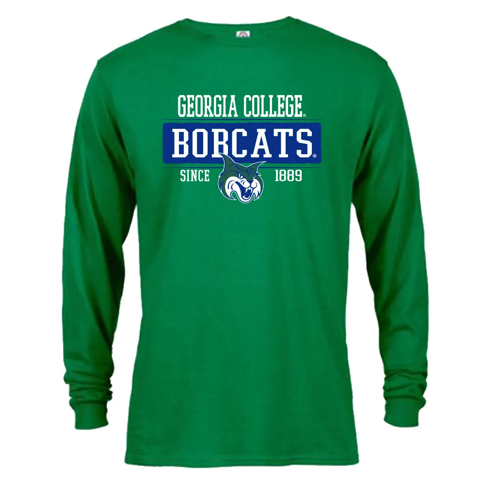 Georgia College GCSU Bobcats  Since 1889 Bar Mascot Logo Long Sleeve T-Shirt