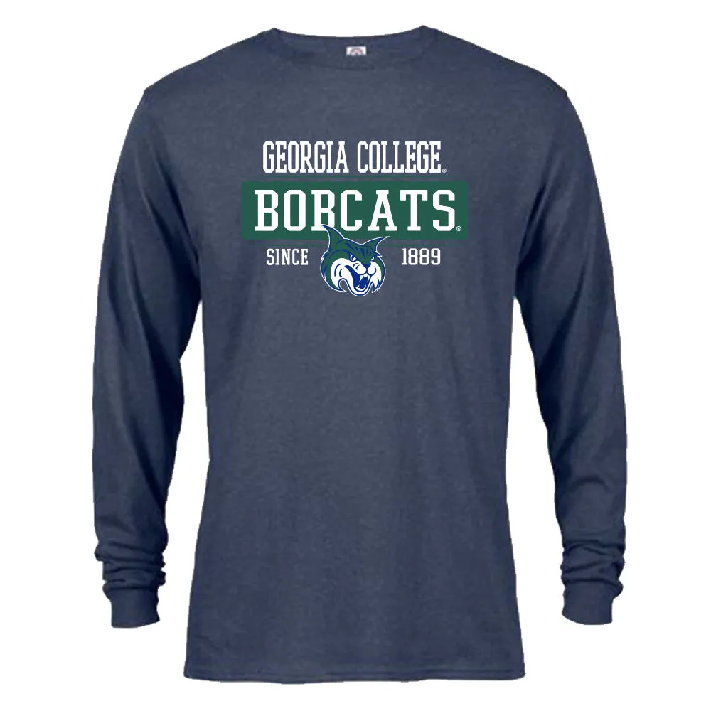 Georgia College GCSU Bobcats  Since 1889 Bar Mascot Logo Long Sleeve T-Shirt