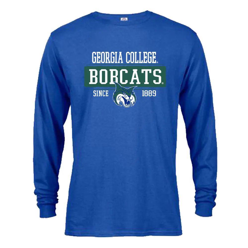 Georgia College GCSU Bobcats  Since 1889 Bar Mascot Logo Long Sleeve T-Shirt