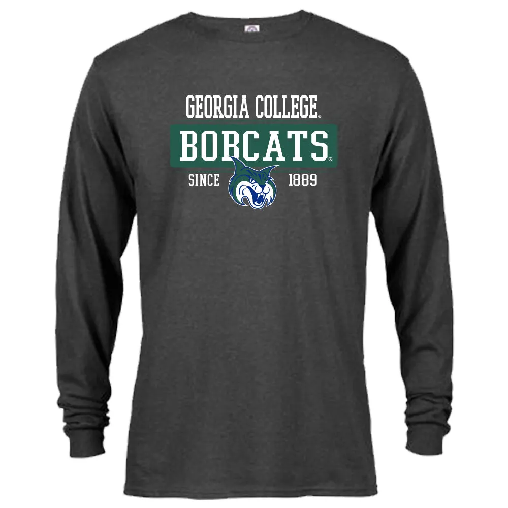 Georgia College GCSU Bobcats  Since 1889 Bar Mascot Logo Long Sleeve T-Shirt