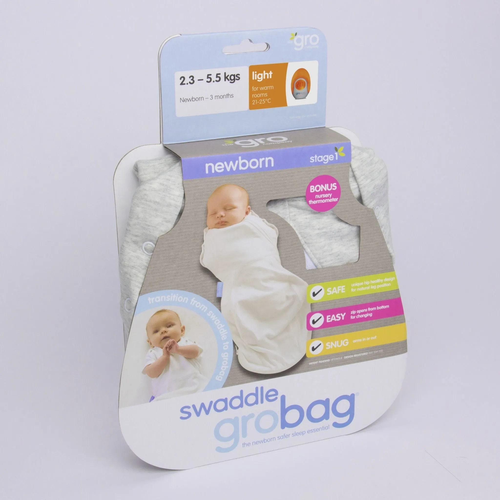 Grobag Newborn Swaddle (Cosy) - Grey Marl