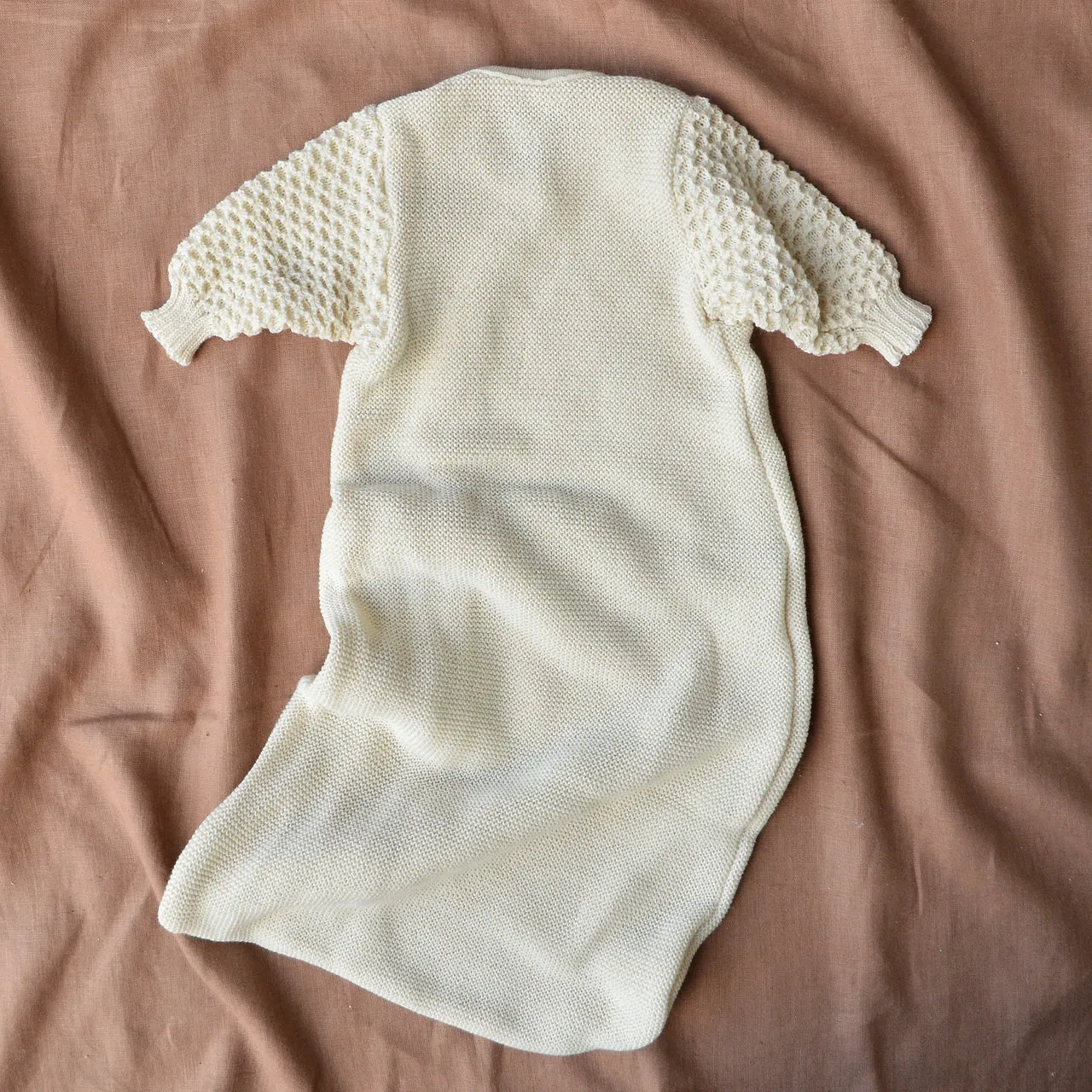 Knitted Sleeping Bag with Arms - Organic Merino Wool - Natural (0-18m)