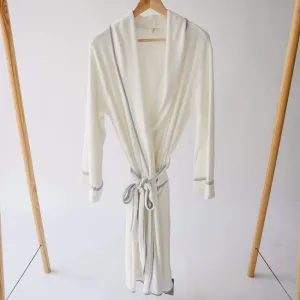 Kyte Mama Adult Bath Robe in Cloud with Storm Srim