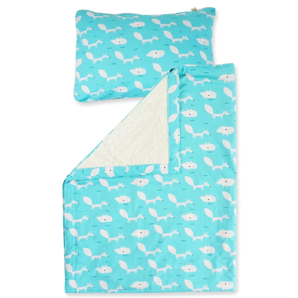 Little Fox in Teal -  Babycuddleph Toddlers kit (Pillow & Blanket)