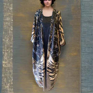 Maya Velvet silk Gold Black Oversized Robe/ Jacket/ Coat