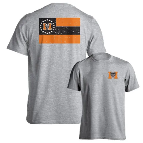 Mercer University Bears MU State Flag with Logo Adult Short Sleeve T-Shirt Tee