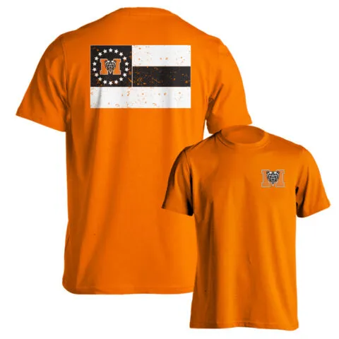 Mercer University Bears MU State Flag with Logo Adult Short Sleeve T-Shirt Tee