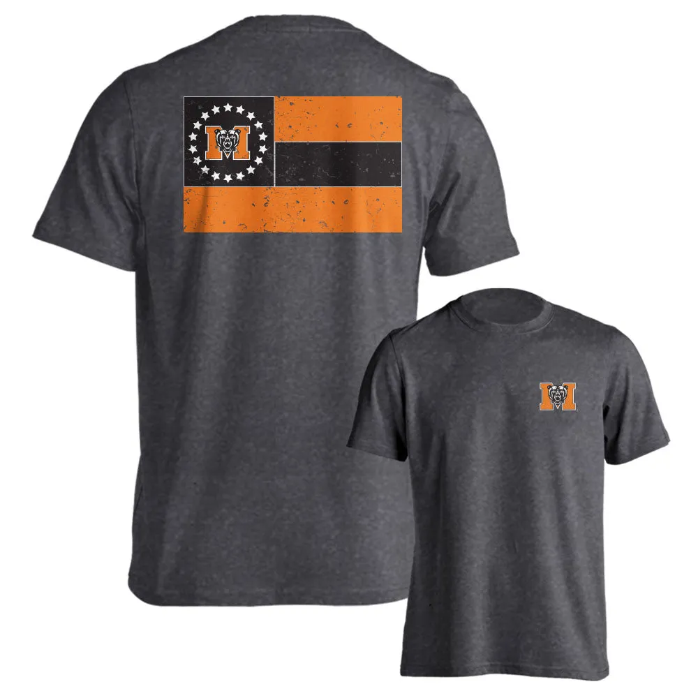 Mercer University Bears MU State Flag with Logo Adult Short Sleeve T-Shirt Tee