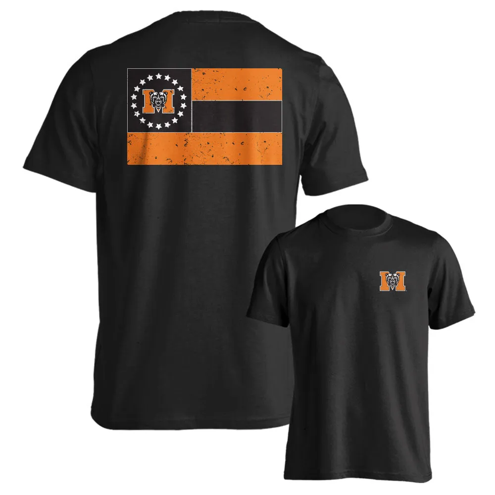 Mercer University Bears MU State Flag with Logo Adult Short Sleeve T-Shirt Tee