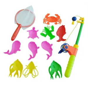 New Magnetic Fishing Toy Rod Model Net 10 Fish Kid Children Baby Bath Time Fun Game