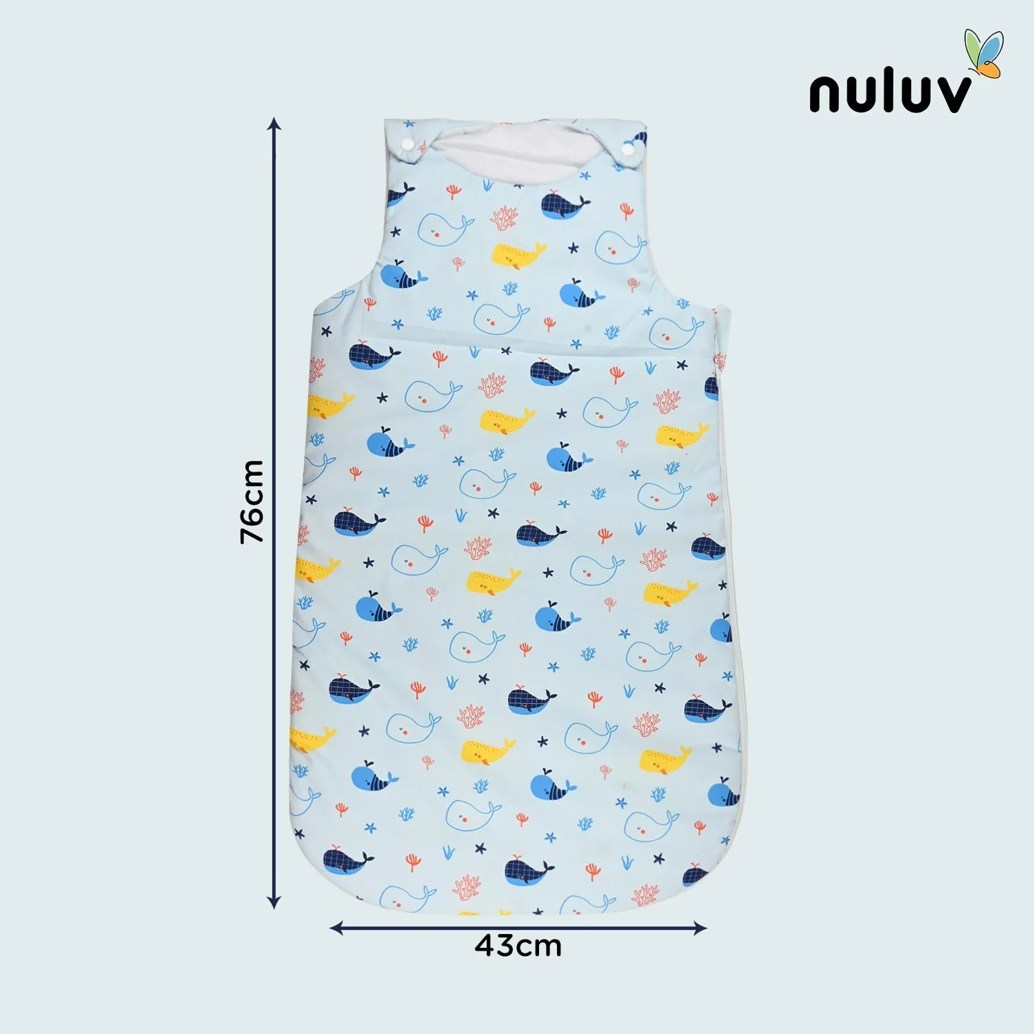 Nuluv Lt Blue Sleeping Bag 100 % Organic Cotton with Antimicrobial Finish