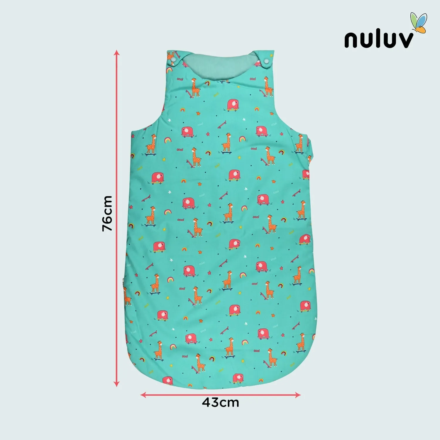 Nuluv Lt Green Sleeping Bag 100 % Organic Cotton with Antimicrobial Finish