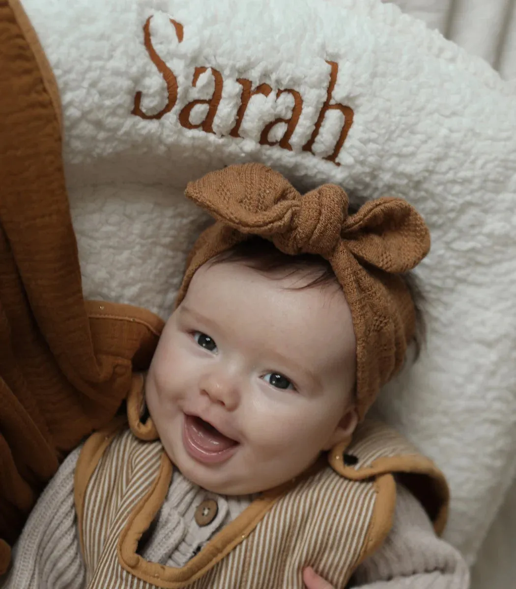 Personalised Soft Bouclé Baby Nest - Cream - MADE TO ORDER