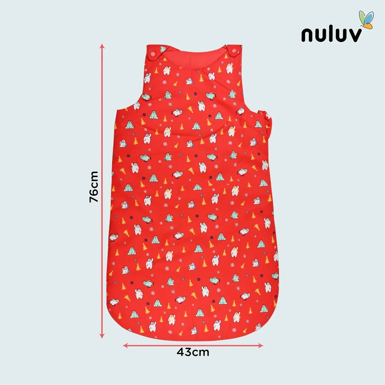 Red Sleeping Bag 100% Organic Cotton with Antimicrobial Finish