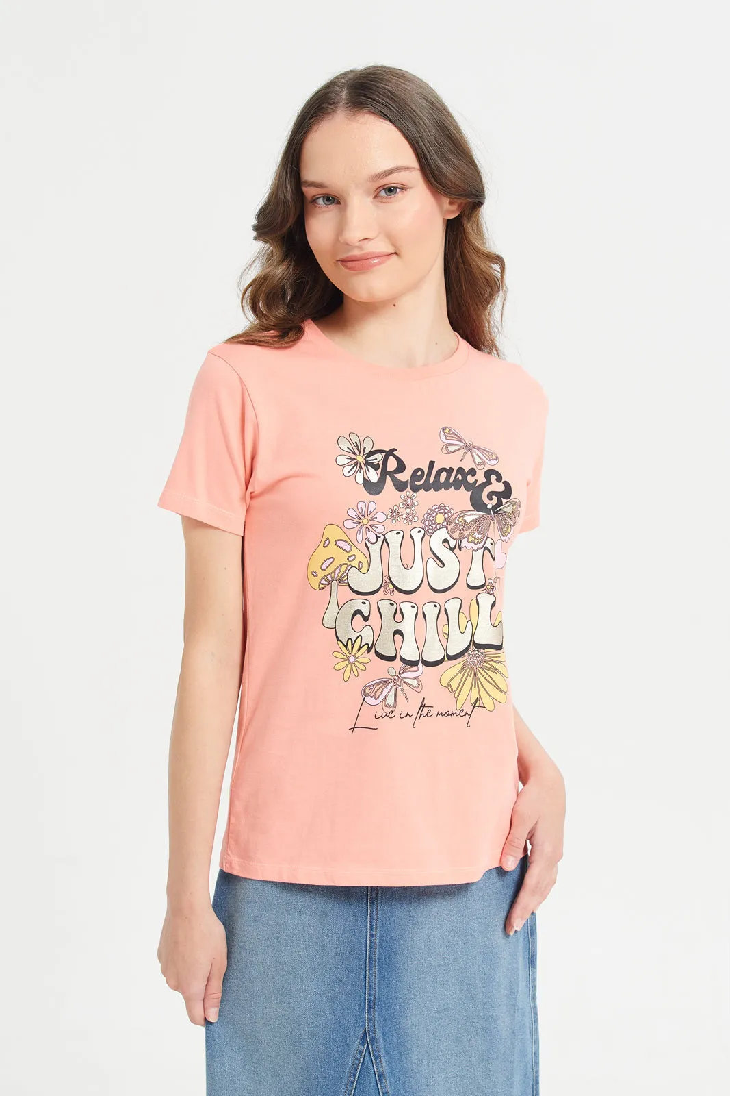 Senior Girls Pink Just Chill T-Shirt