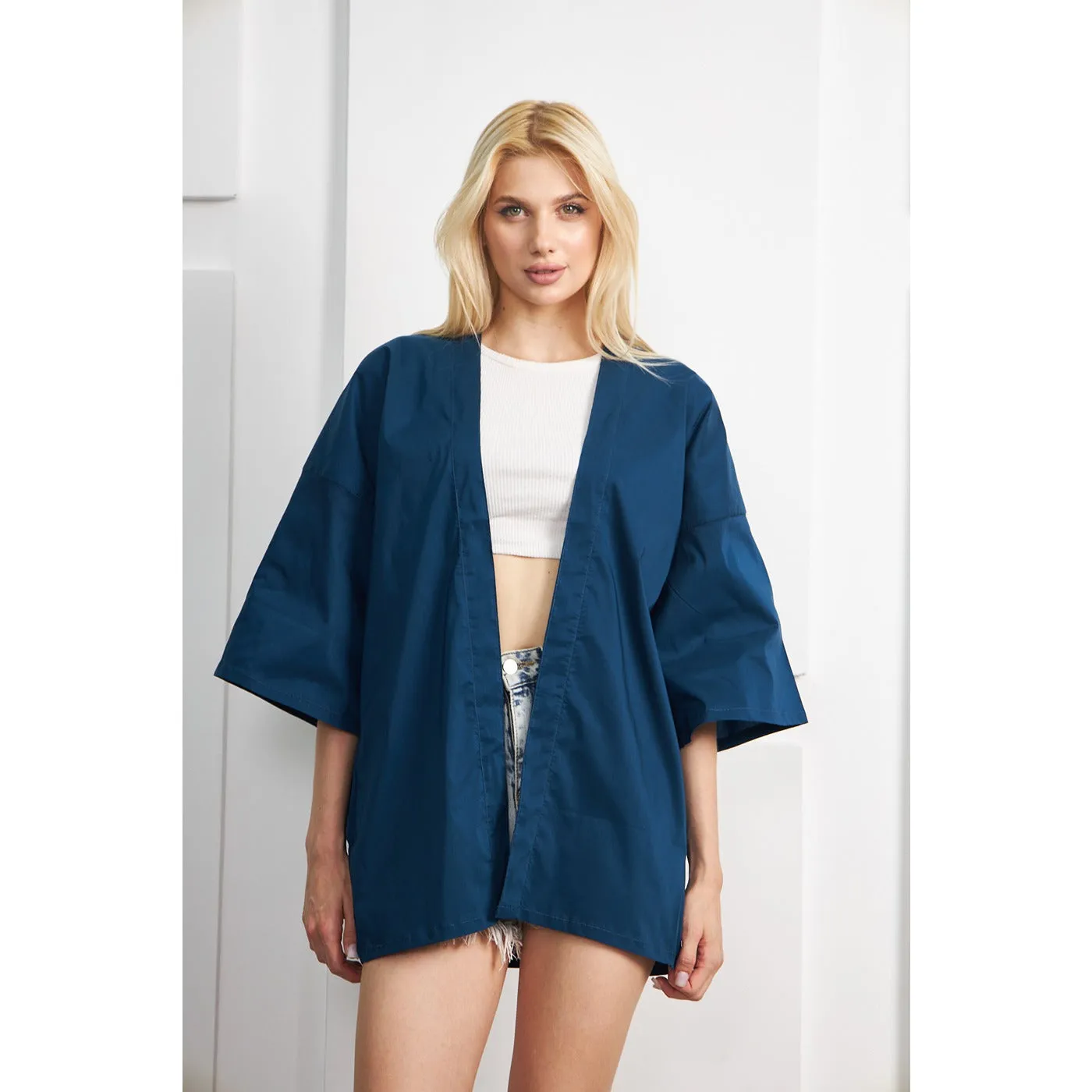 Teal Blue Kimono Shawl Jacket