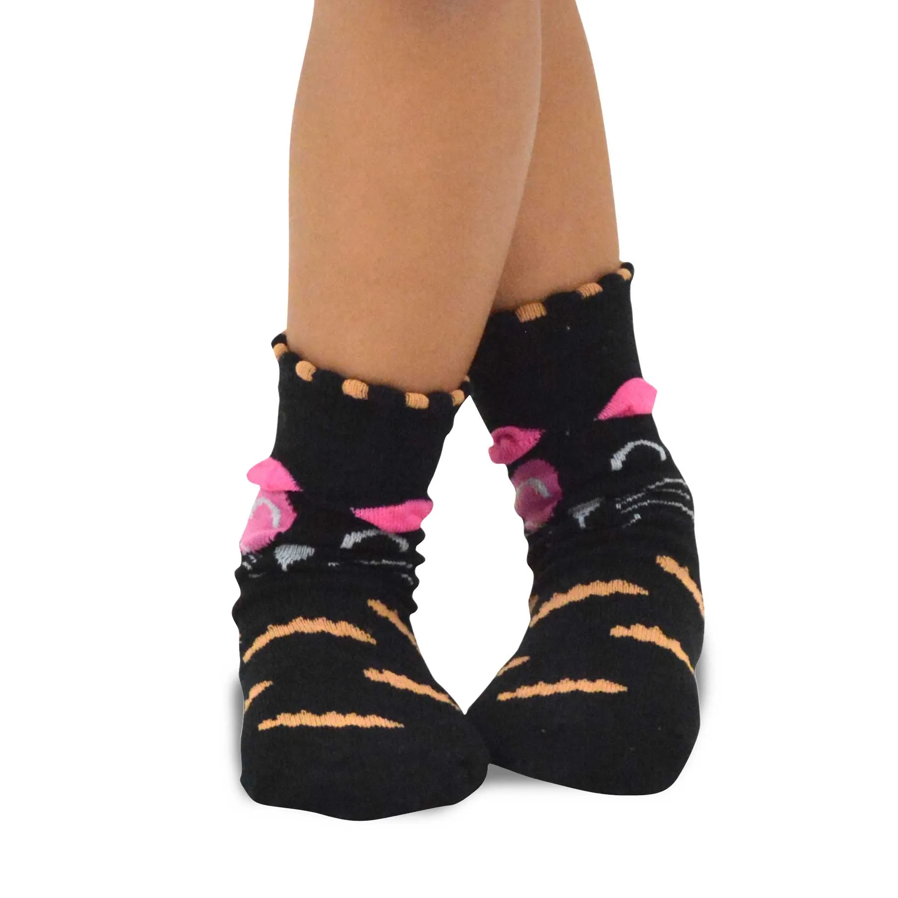 TeeHee Socks Kid's Casual Cotton Short Crew Cat Faces 6-Pack (70925)