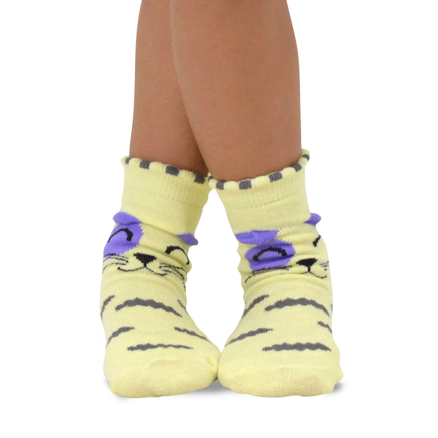 TeeHee Socks Kid's Casual Cotton Short Crew Cat Faces 6-Pack (70925)