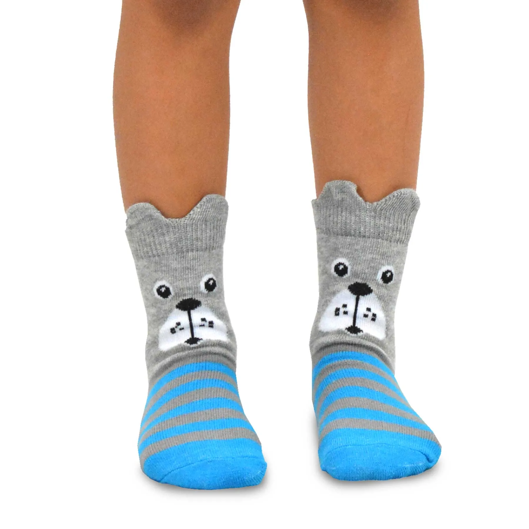 TeeHee Socks Kid's Casual Cotton Short Crew Dog Face 6-Pack (70930)