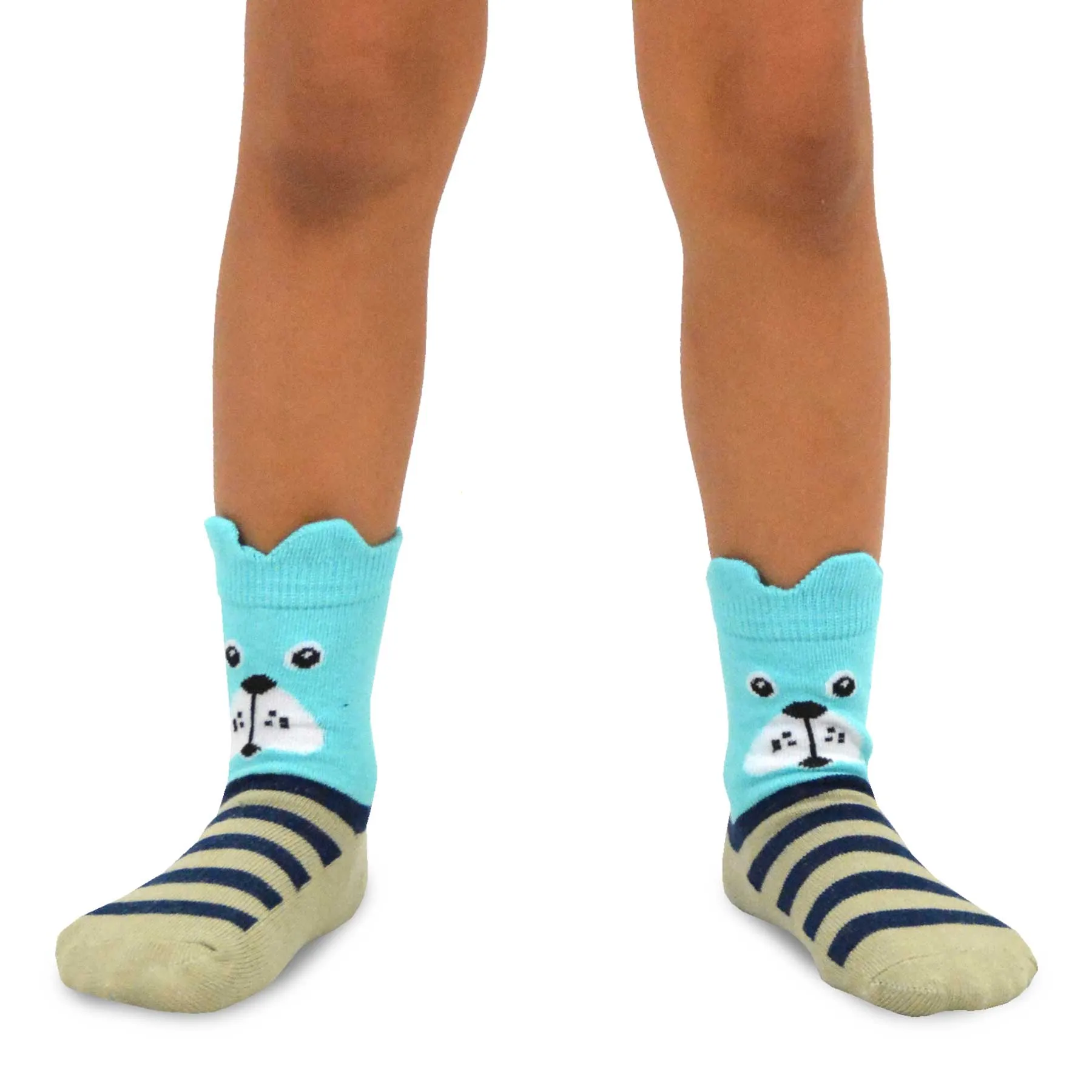 TeeHee Socks Kid's Casual Cotton Short Crew Dog Face 6-Pack (70930)