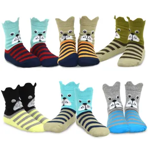 TeeHee Socks Kid's Casual Cotton Short Crew Dog Face 6-Pack (70930)