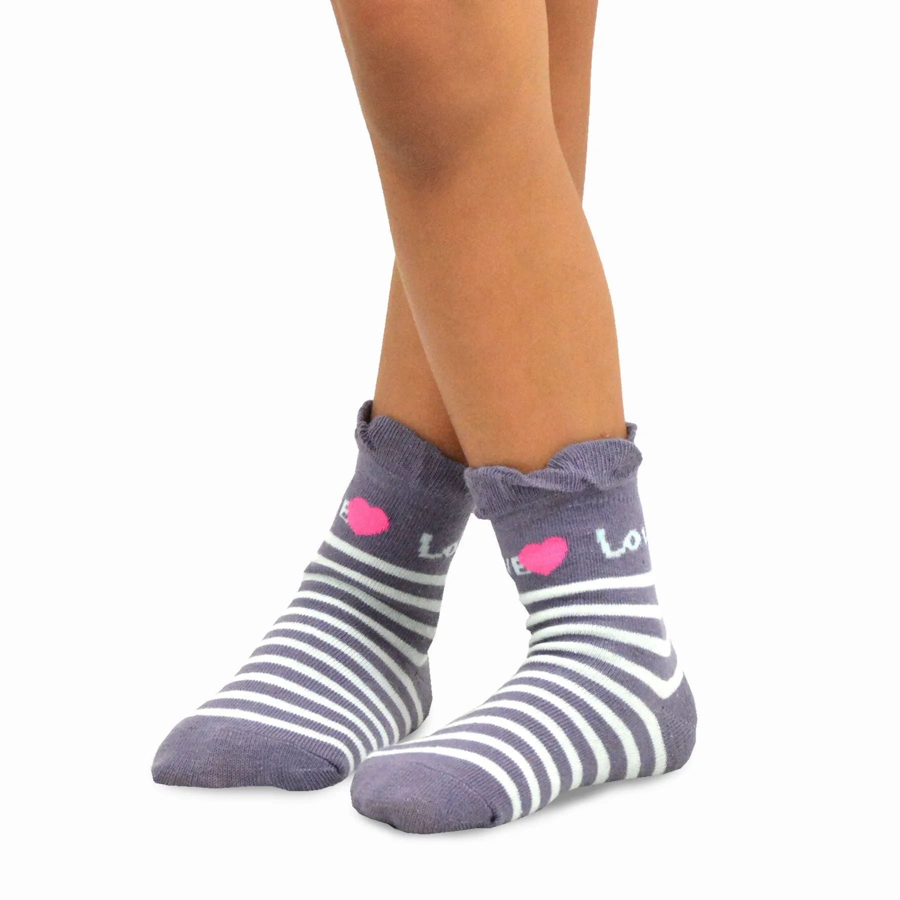 TeeHee Socks Kid's Casual Cotton Short Crew Love 6-Pack (70216)