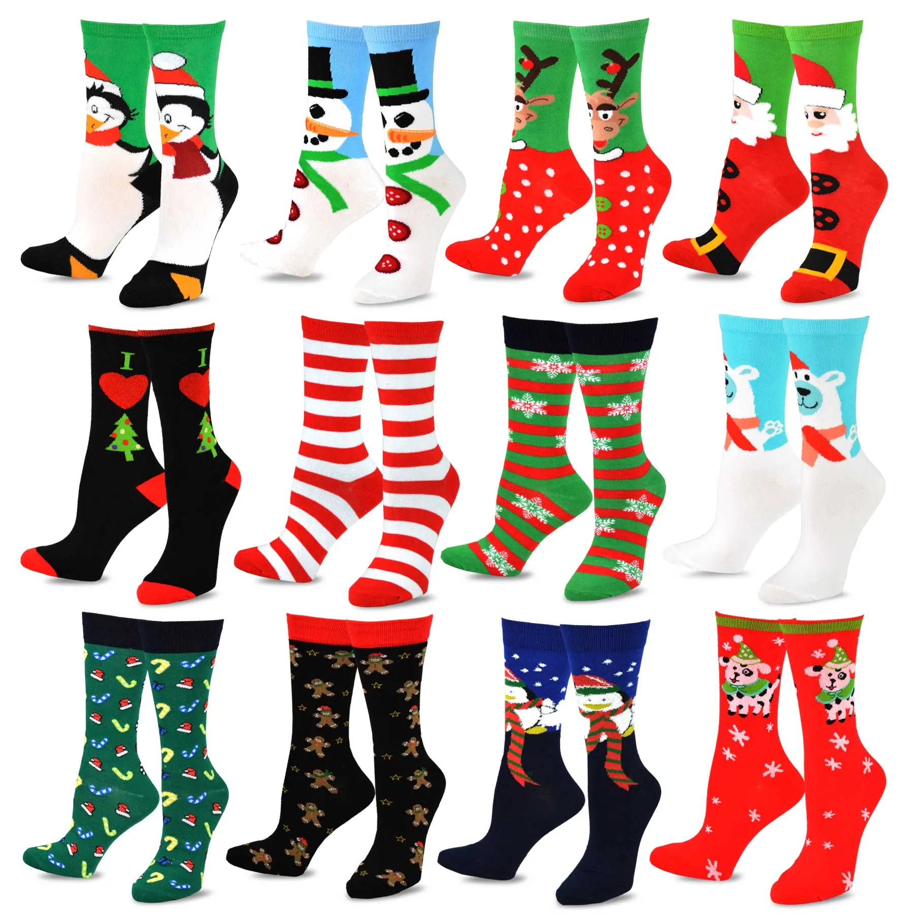 TeeHee Socks Kid's Christmas Cotton Short Crew 12-Pack (11970)