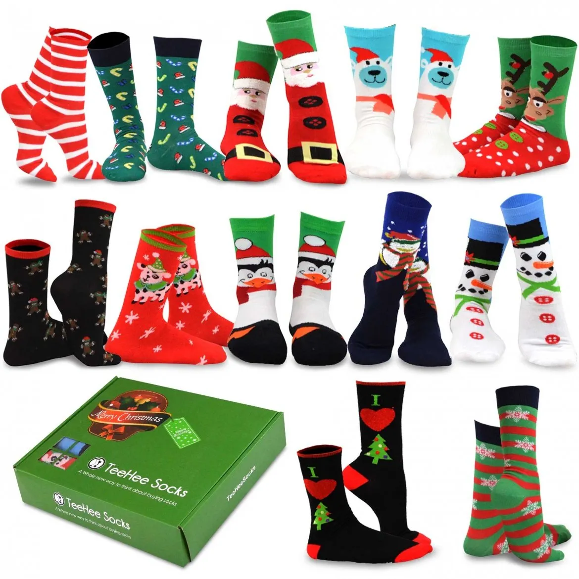 TeeHee Socks Kid's Christmas Cotton Short Crew 12-Pack (11970)