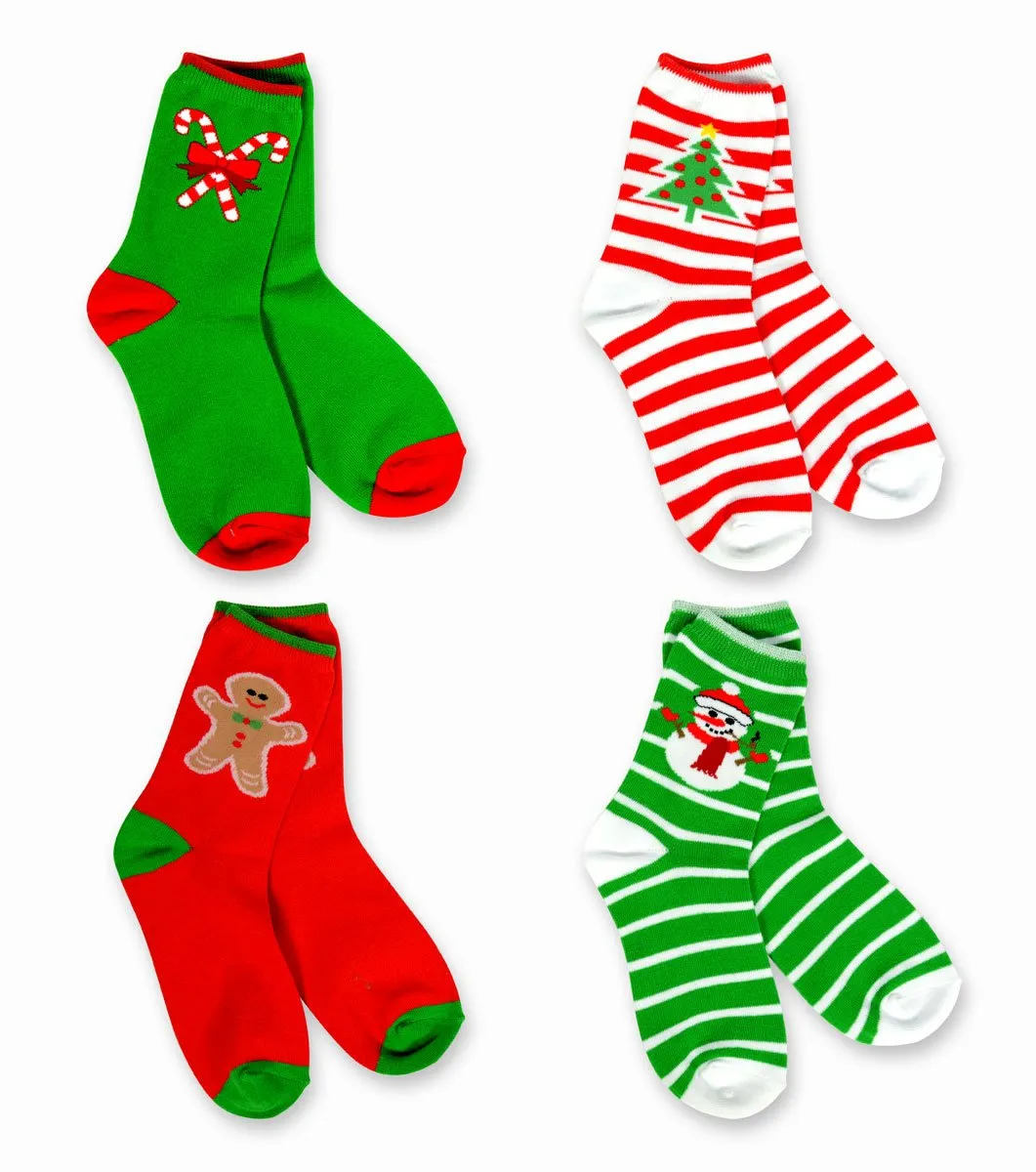 TeeHee Socks Kid's Christmas Cotton Short Crew Assorted 4-Pack (11313)