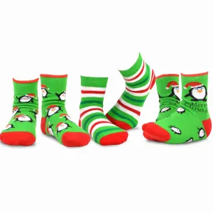 TeeHee Socks Kid's Christmas Cotton Short Crew Penguin Stripe 3-Pack (70872)