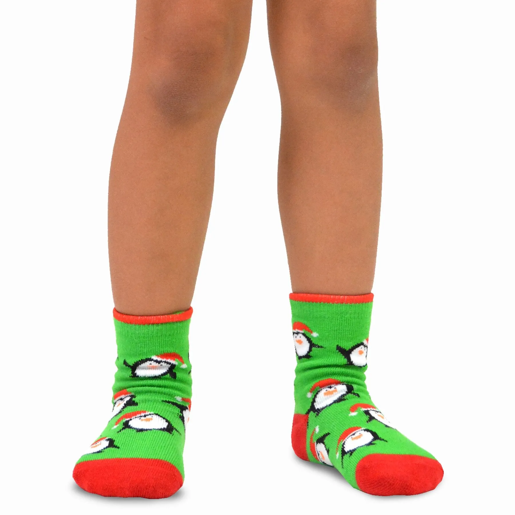 TeeHee Socks Kid's Christmas Cotton Short Crew Penguin Stripe 3-Pack (70872)