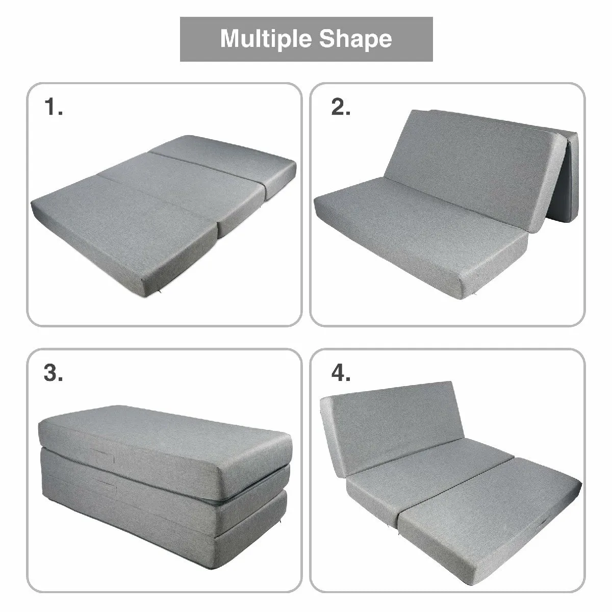 Tri-Fold Foam Folding Mattress and Sofa Bed