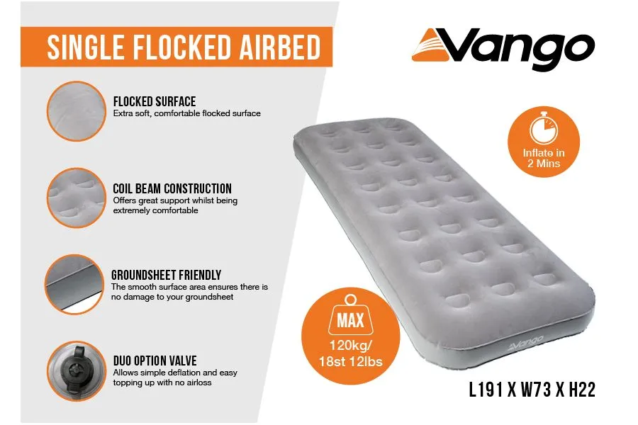 Vango Single Flocked Airbed