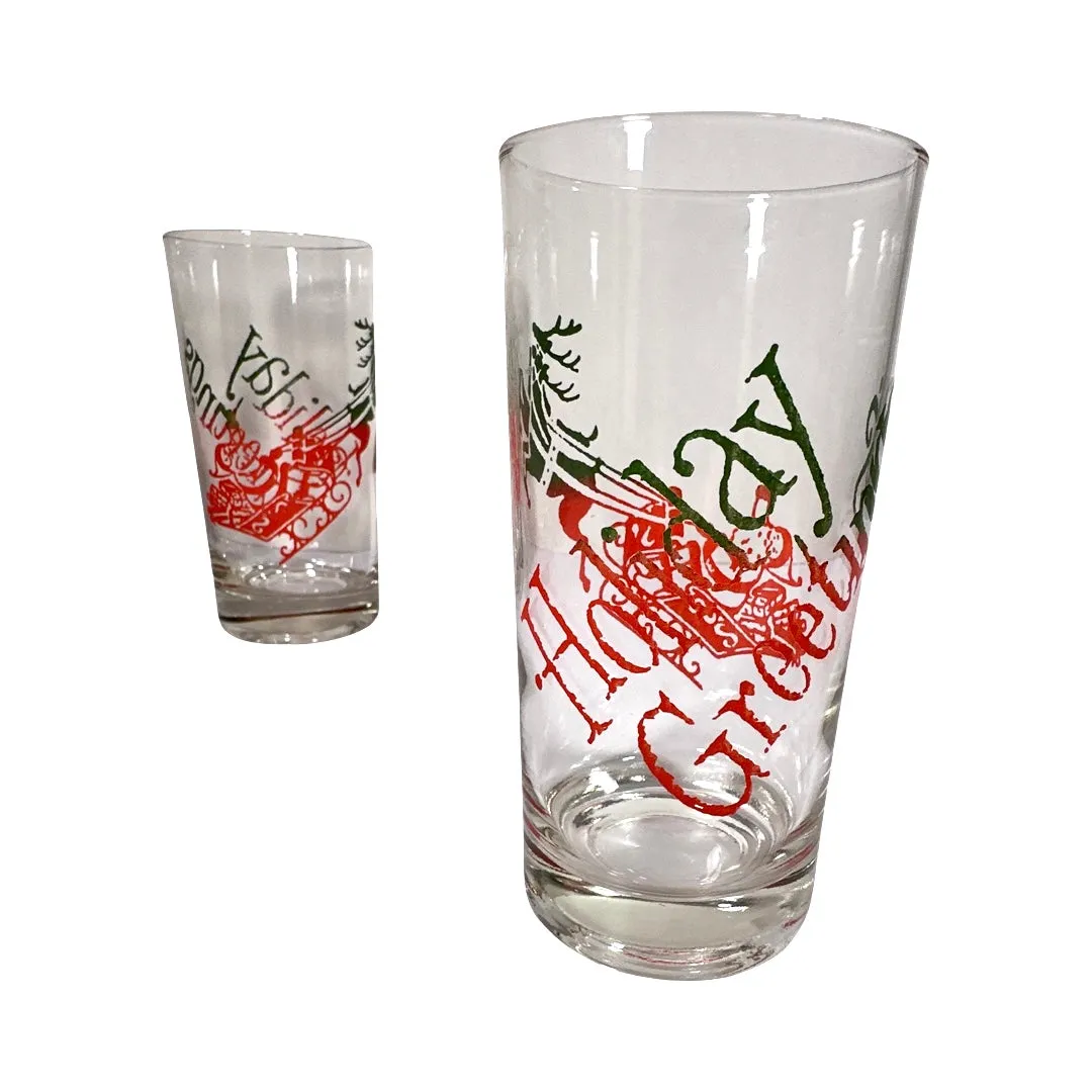 Vintage Santa and Sleigh Holiday Greetings Glasses (Set of 6)